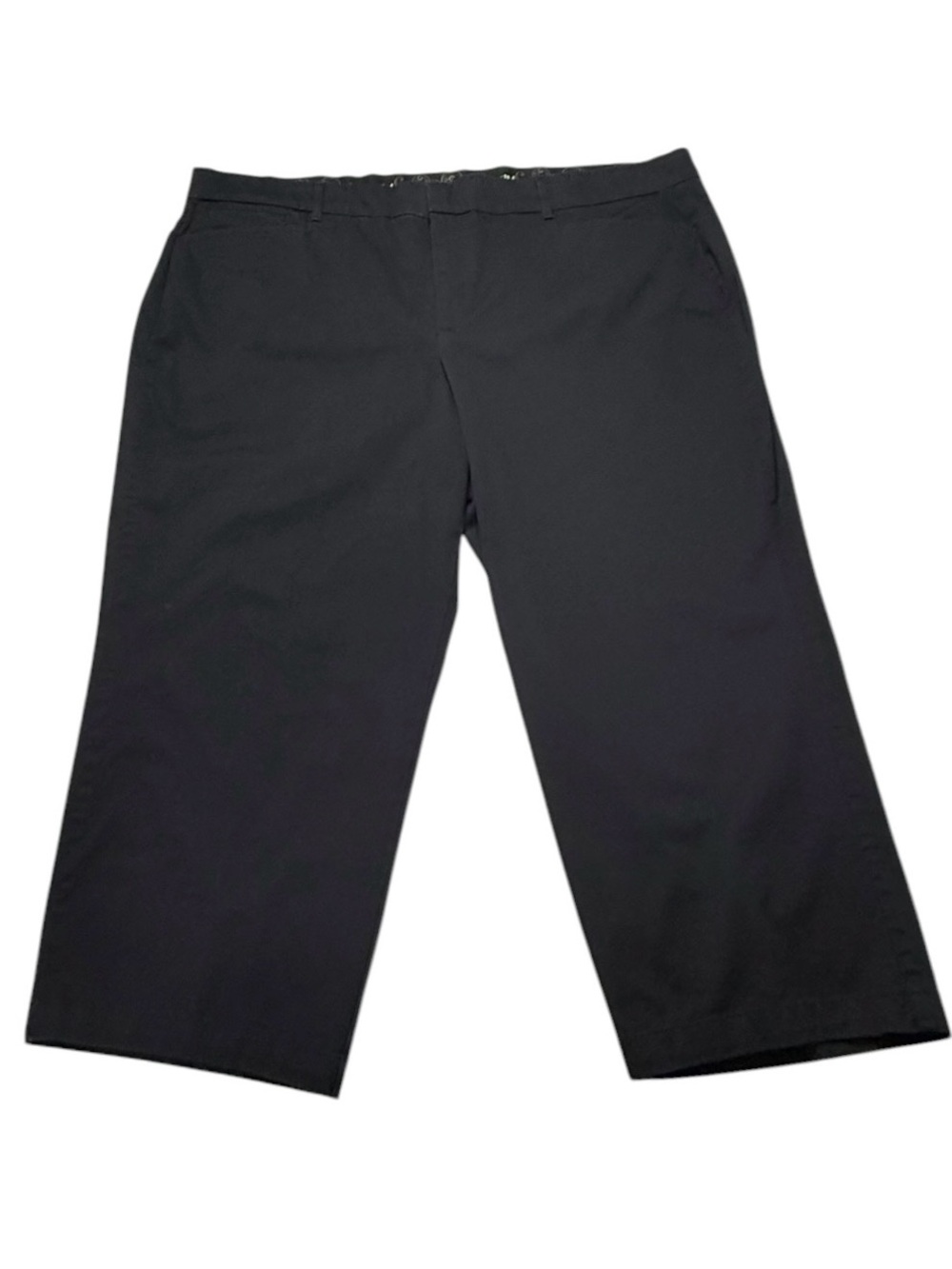 JM Collection Black Elastic Wide Waistband Crop Wide Leg Pants Plus 22W